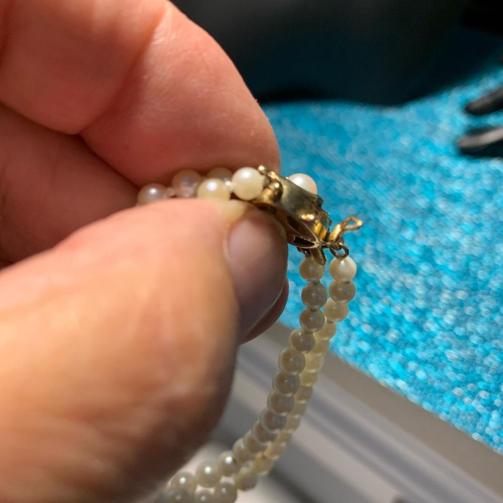 Vintage 14 k clasp pearl bracelet - Picture 6 of 9
